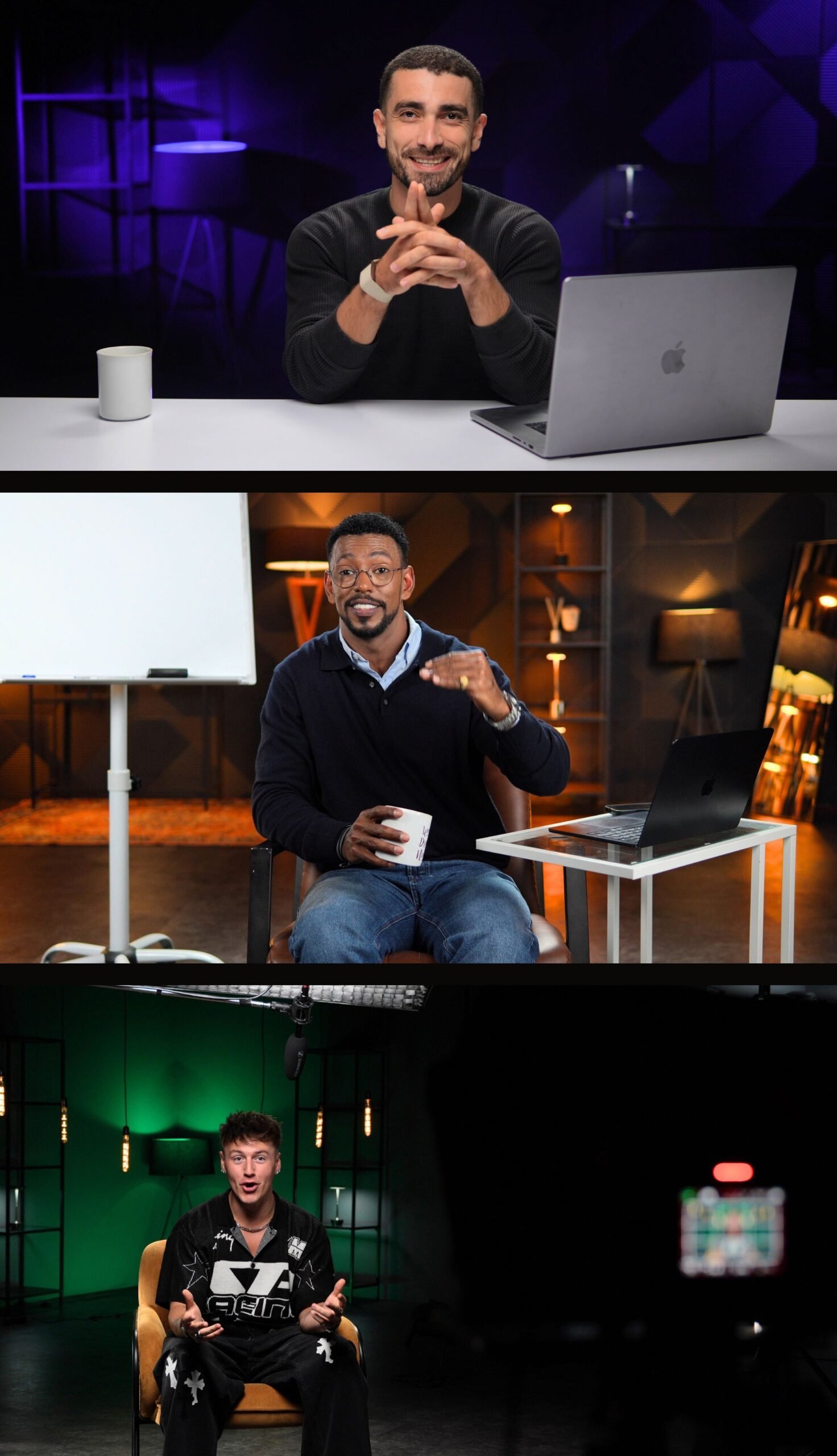 Educational course recording set with teleprompter