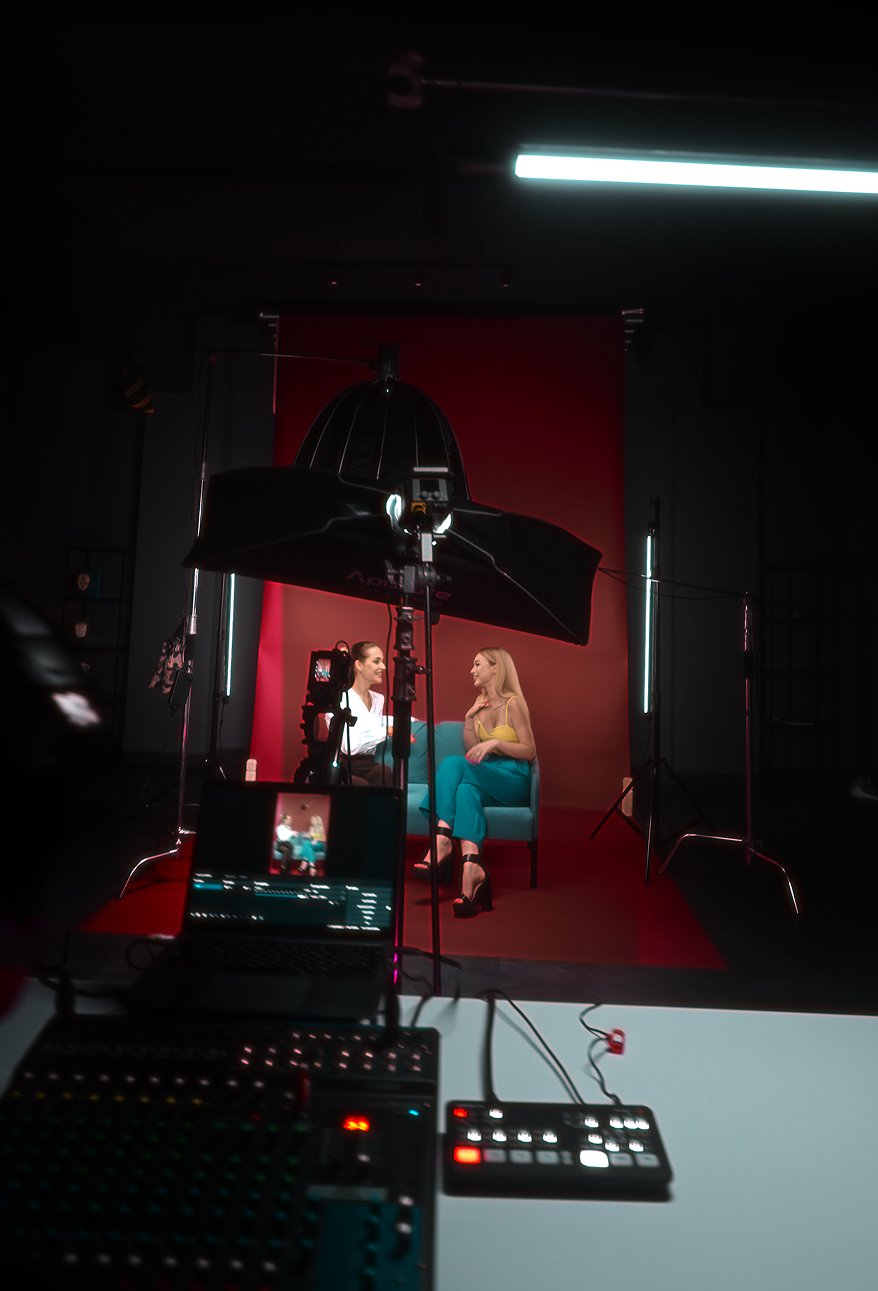 Webinar session on the studio broadcast set